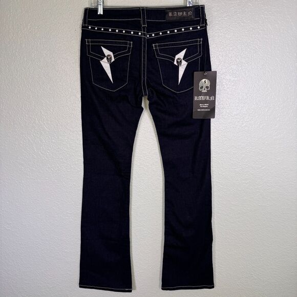 Y2K Jeans Womens 29 Skull Studded Low Rise Grunge Rawkn Denim by Key Closet NEW - Picture 1 of 16